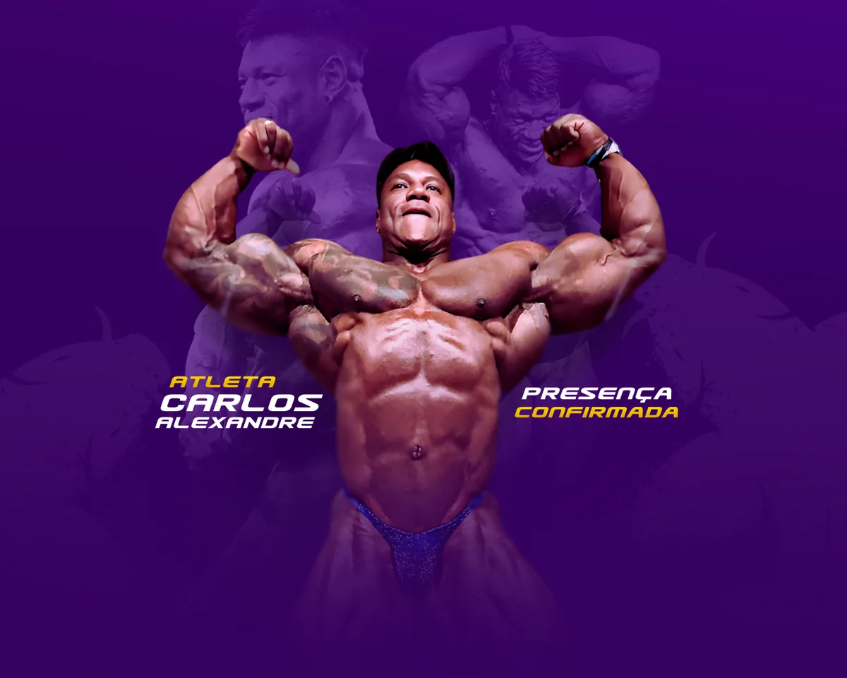 Arte oficial da reinauguração com o atleta Carlos Alexandre.