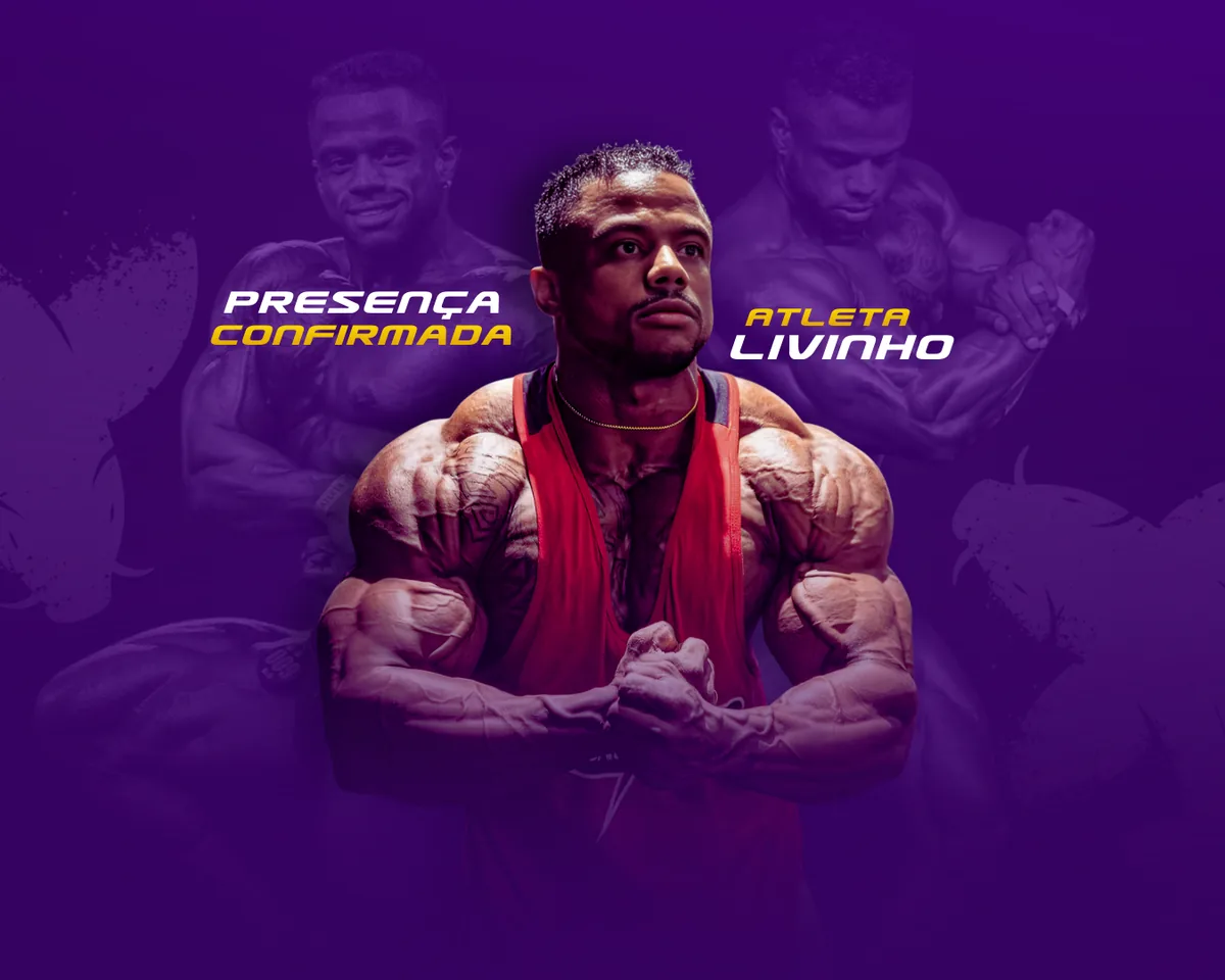 Arte oficial da reinauguração com o atleta Livinho.